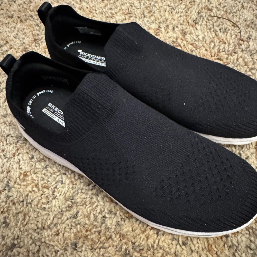 Skechers Black Knit Slip-On Shoes